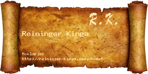 Reininger Kinga névjegykártya